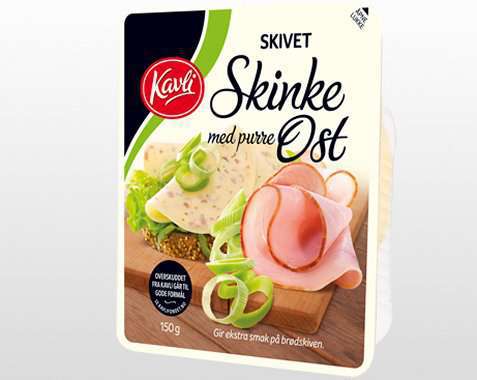 Bilde av Kavli skivet ost med skinke og purre.