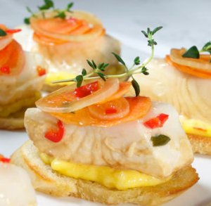 Bilde av Syltet kveite som "escabeche" oppskrift.