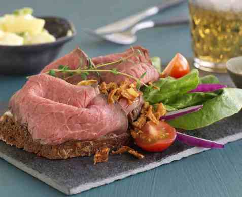 Roastbiffsmørbrød oppskrift.