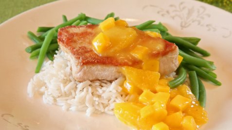 Asiatiske kalkunbiffer med fruktsaus oppskrift.