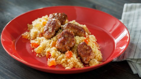 Honningstekte medisterboller med couscous oppskrift.