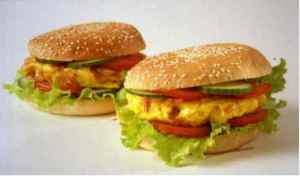 Omelett-burger oppskrift.