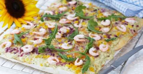 Sommerpizza oppskrift.