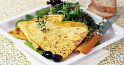Ost- og skinketortilla oppskrift.