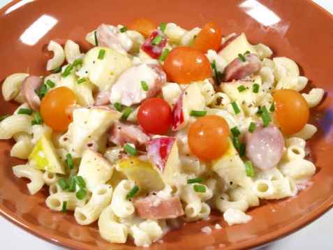 Pasta med blomkål og skinke oppskrift.