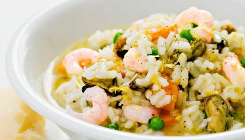 Risotto med reker og blåskjell oppskrift.