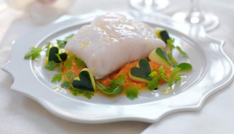 Skrei med gulrotpuré oppskrift.