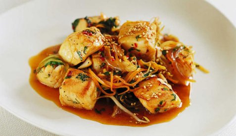 Wok med kveite oppskrift.