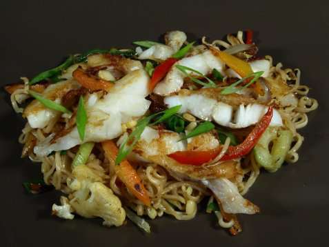 Wok med isgalt og grønnsaker oppskrift.