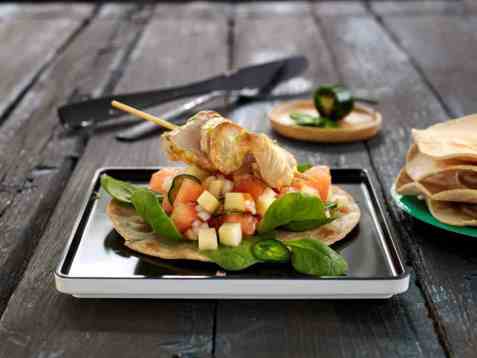 Marinert skinkebiff med eple- og melonsalat oppskrift.