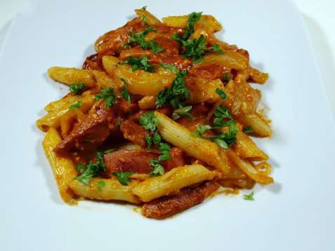 Maries pølse med penne oppskrift.