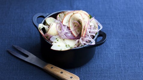 Eple- og rødløksalsa oppskrift.