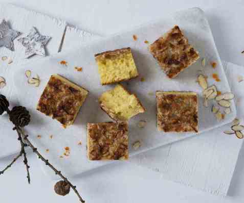 Appelsinkake med marsipan og sprøtt lokk oppskrift.