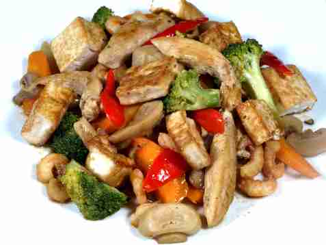 Hvitløk og pepperwok med tofu oppskrift.