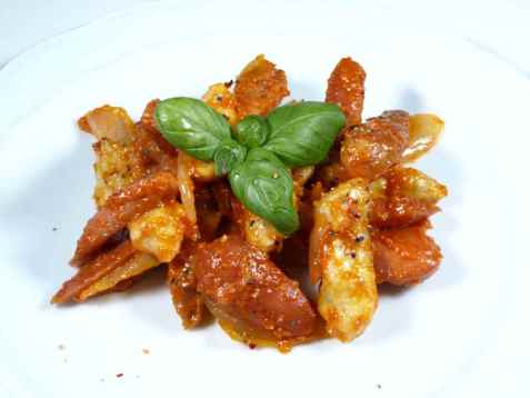 Gnocchi med pølser i tomatsaus oppskrift.