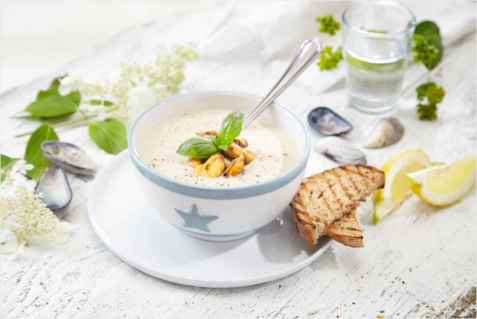 Jordskokksuppe med blåskjell oppskrift.