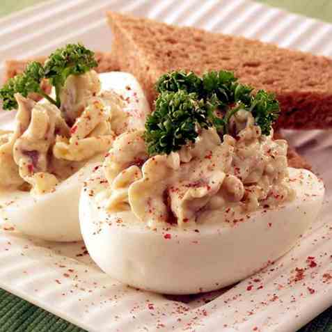 Fylte egg med philadelphiaost oppskrift.