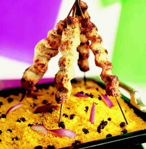 Kalkunsatay med couscous oppskrift.