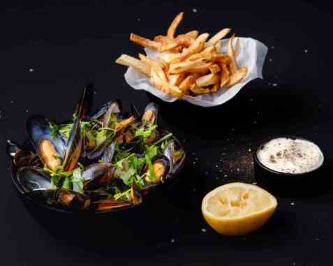Moules frites oppskrift.