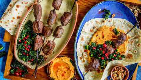 Grillet reinsdyr med gresskarhummus oppskrift.